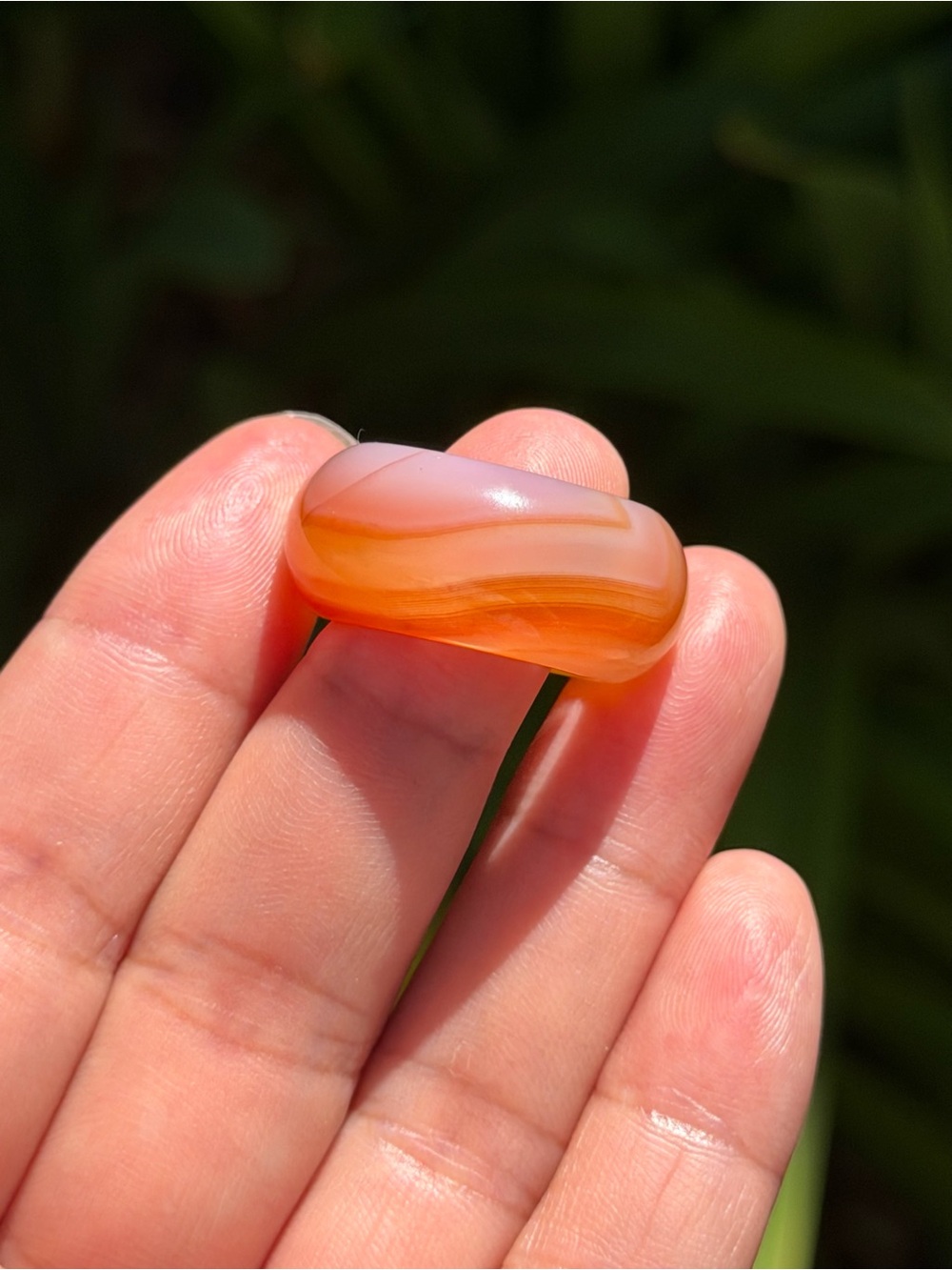 Size 7 Translucent Orange Banded Agate Statement Ring 2437 - Picture 4 of 9